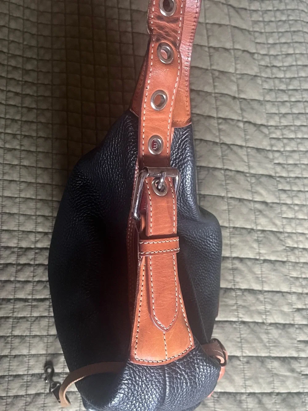 Dooney & Bourke Black Pebble Leather Hobo Shoulder Bag